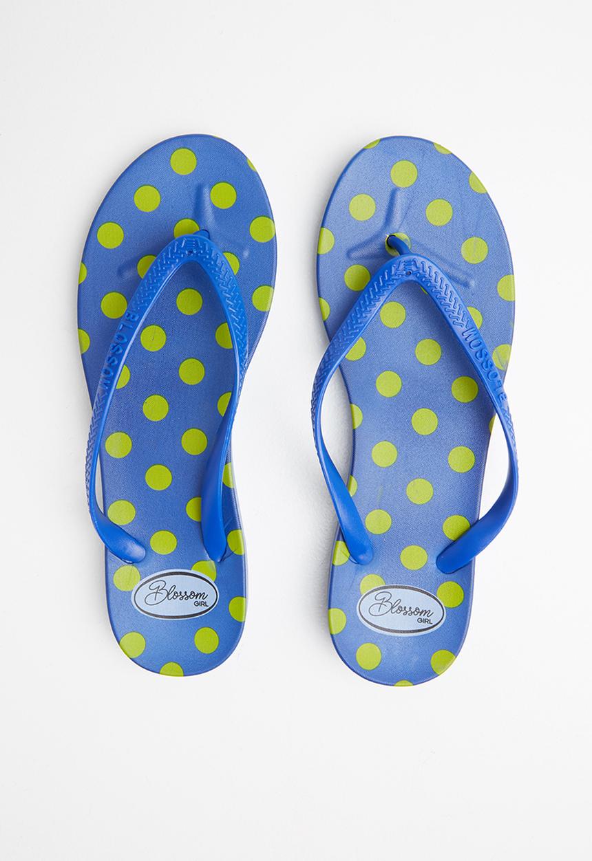 Blossom Girl - Polka dot flip flop - navy & yellow