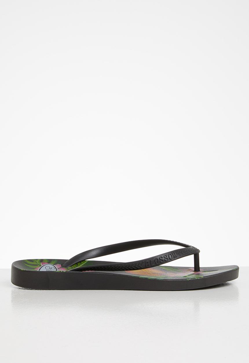 Blossom Girl - Flower flip flop - black
