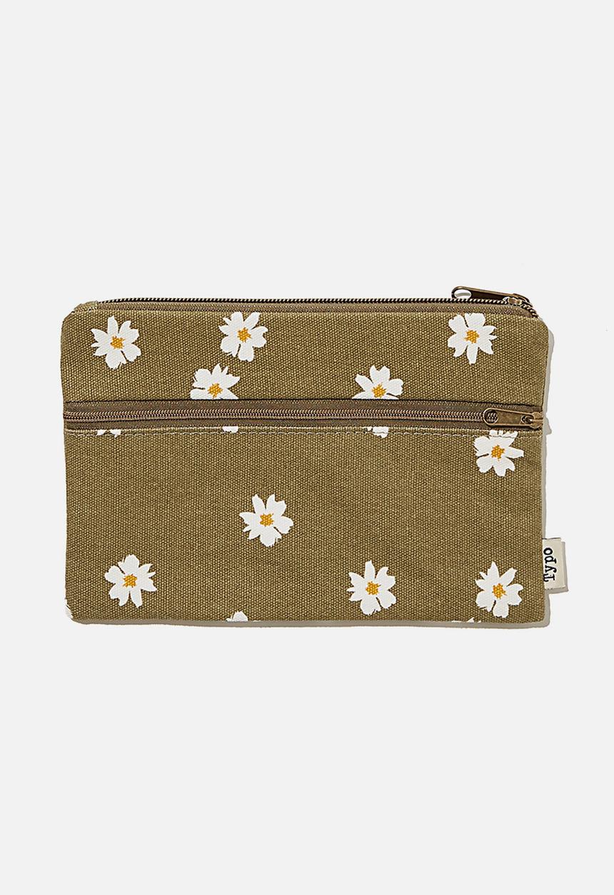 Typo - Archer pencil case - daisy khaki