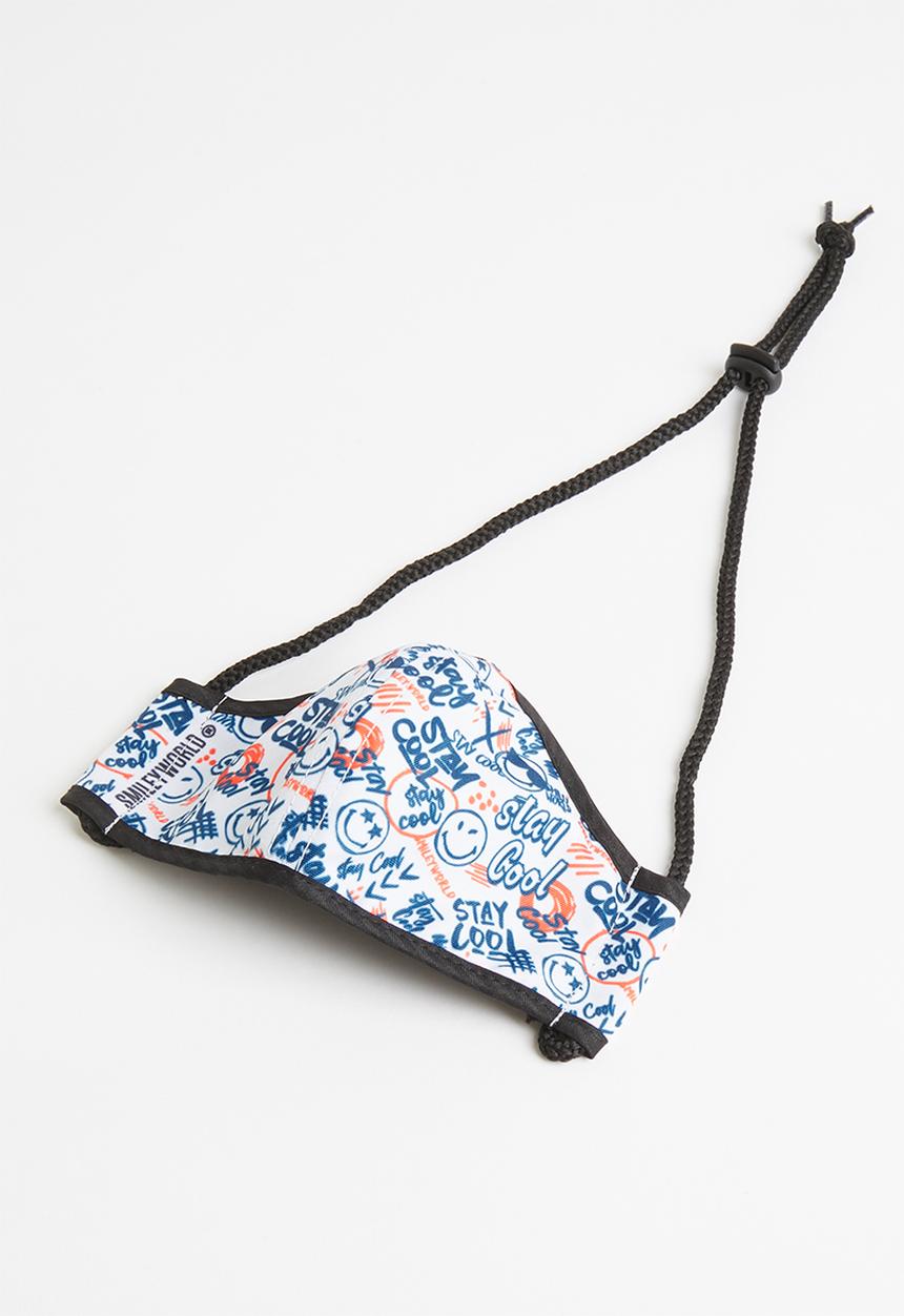 Superbalist - Smiley face mask 11 - white & blue 