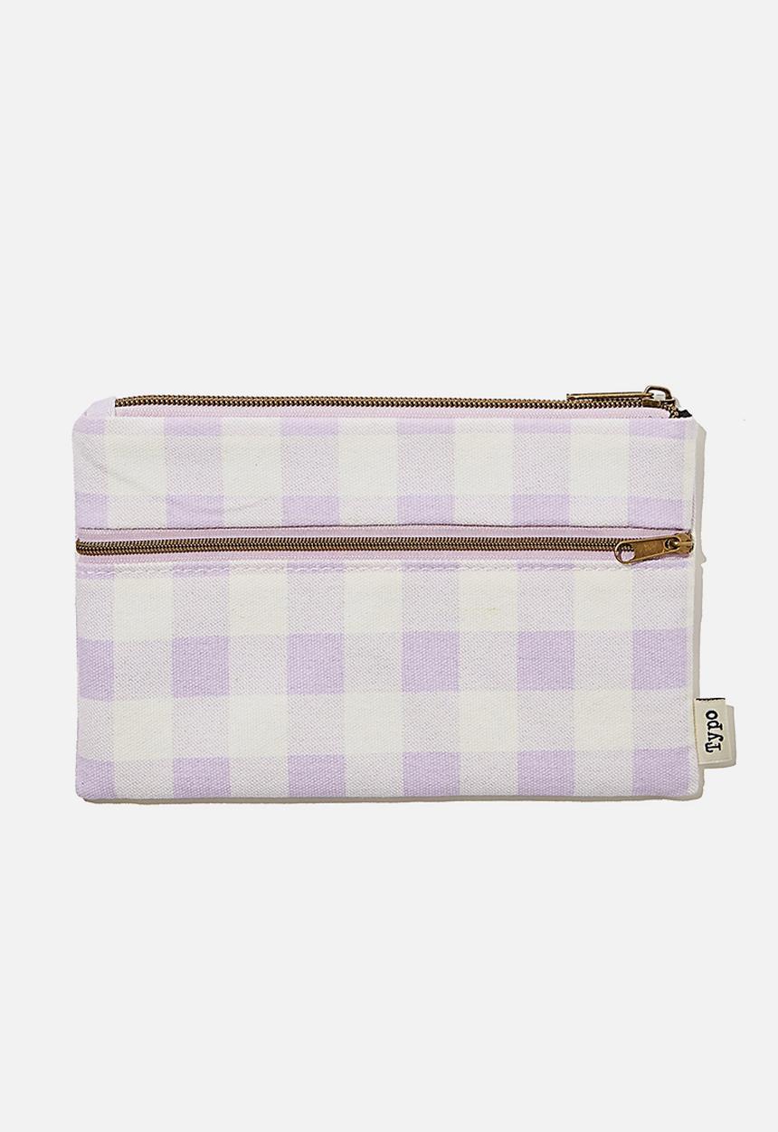 Typo - Archer pencil case - gingham pale lilac
