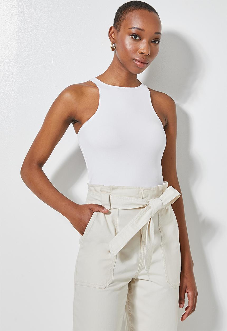 Superbalist - Crepe cutaway top - white