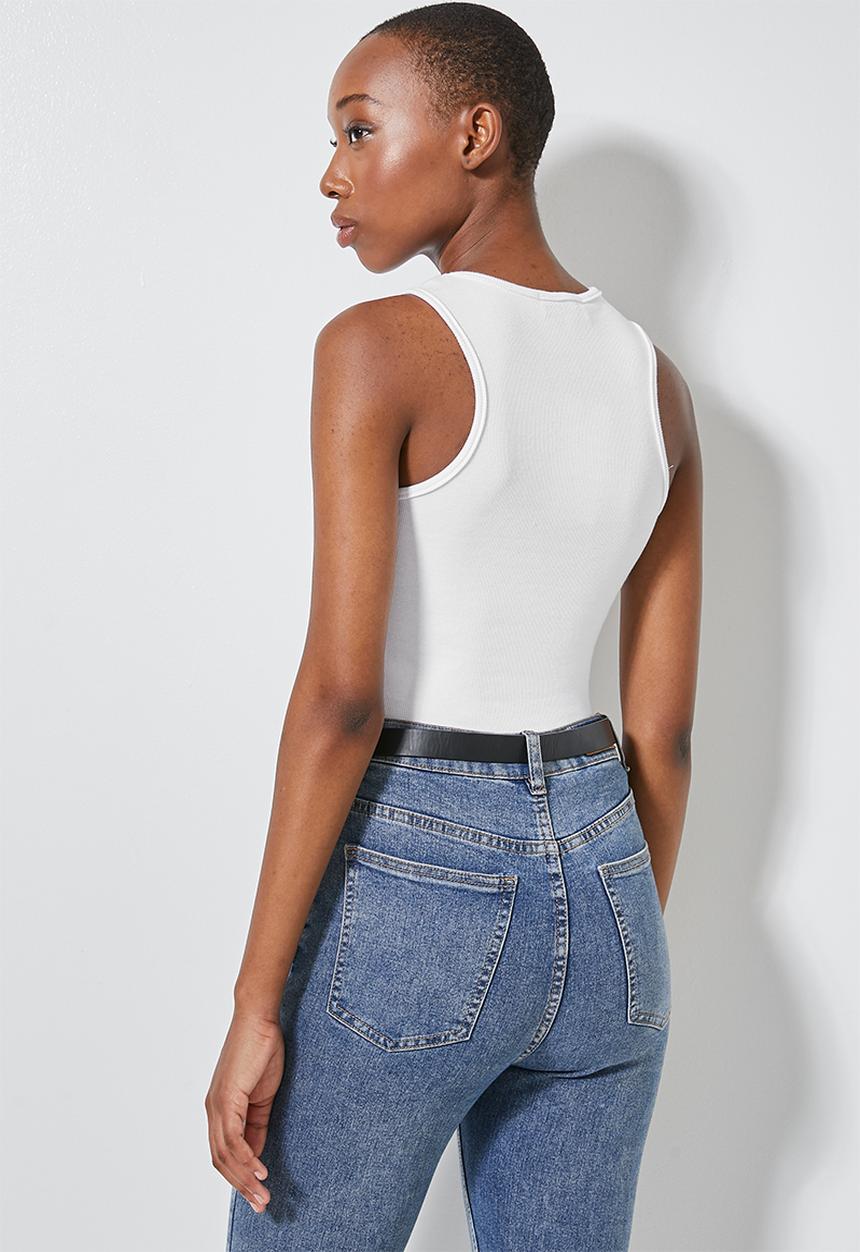 Superbalist - Cutout detail rib top - white