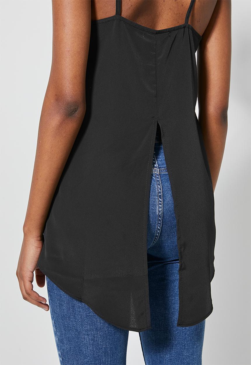 Superbalist - Square neck longline cami - black