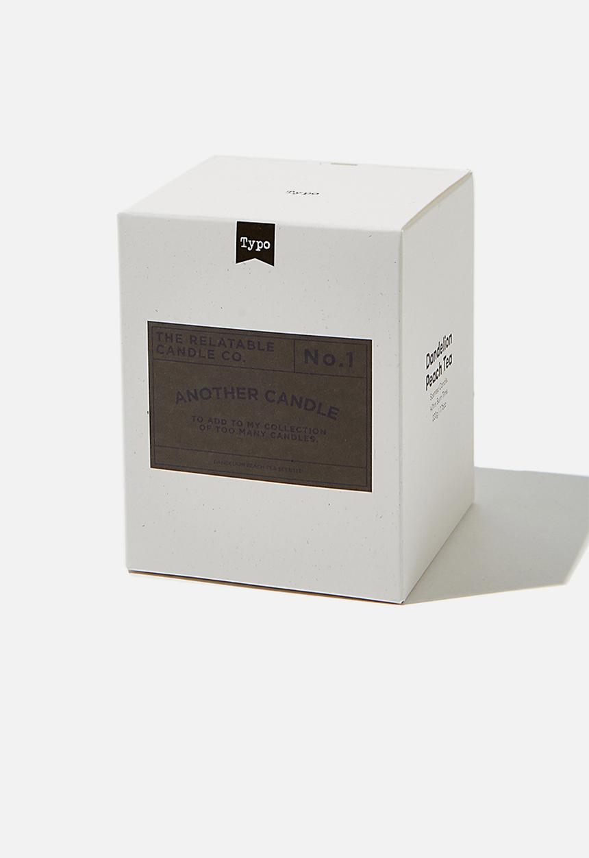 Typo - Relatable quote candle - khaki too many candles