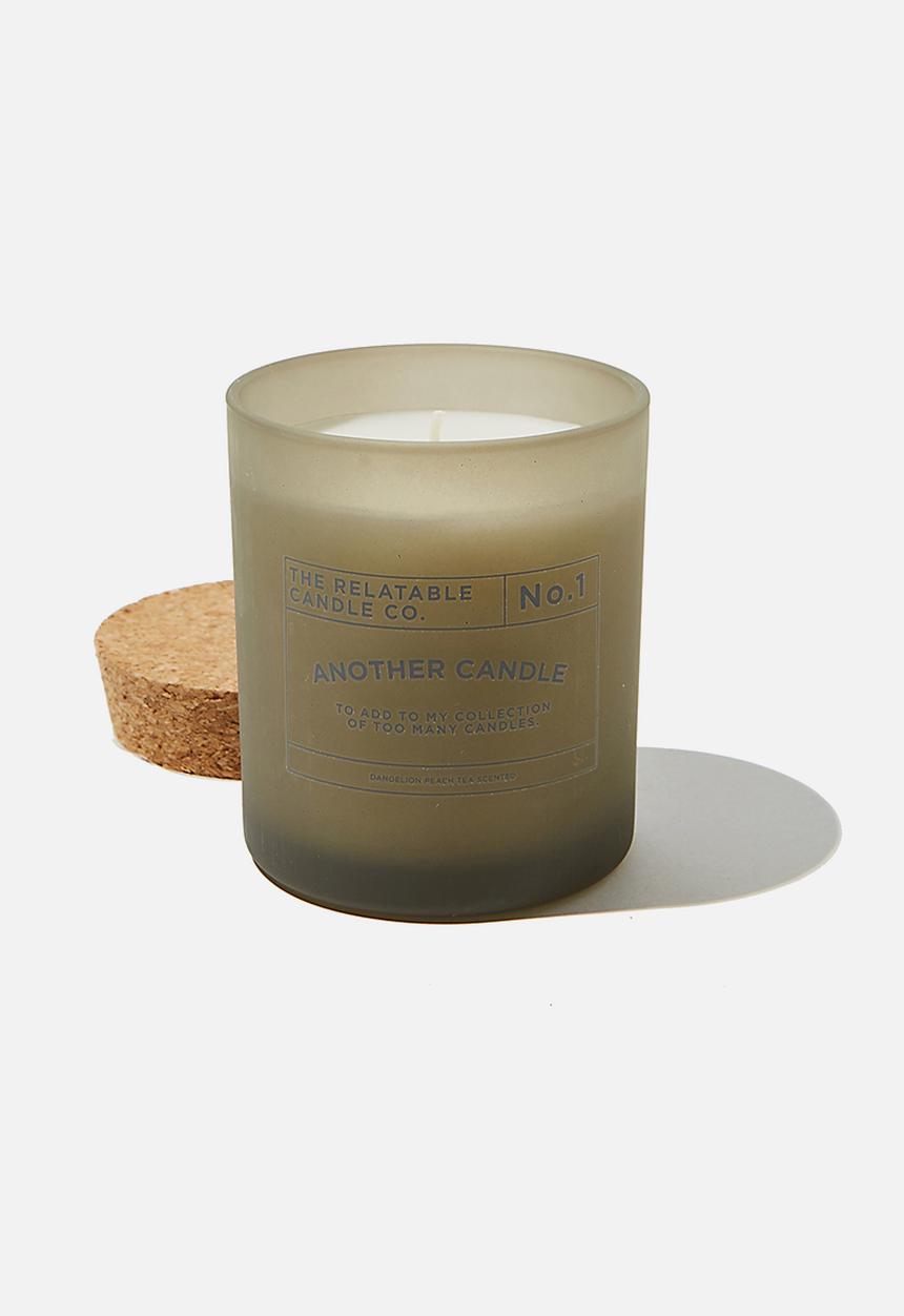 Typo - Relatable quote candle - khaki too many candles