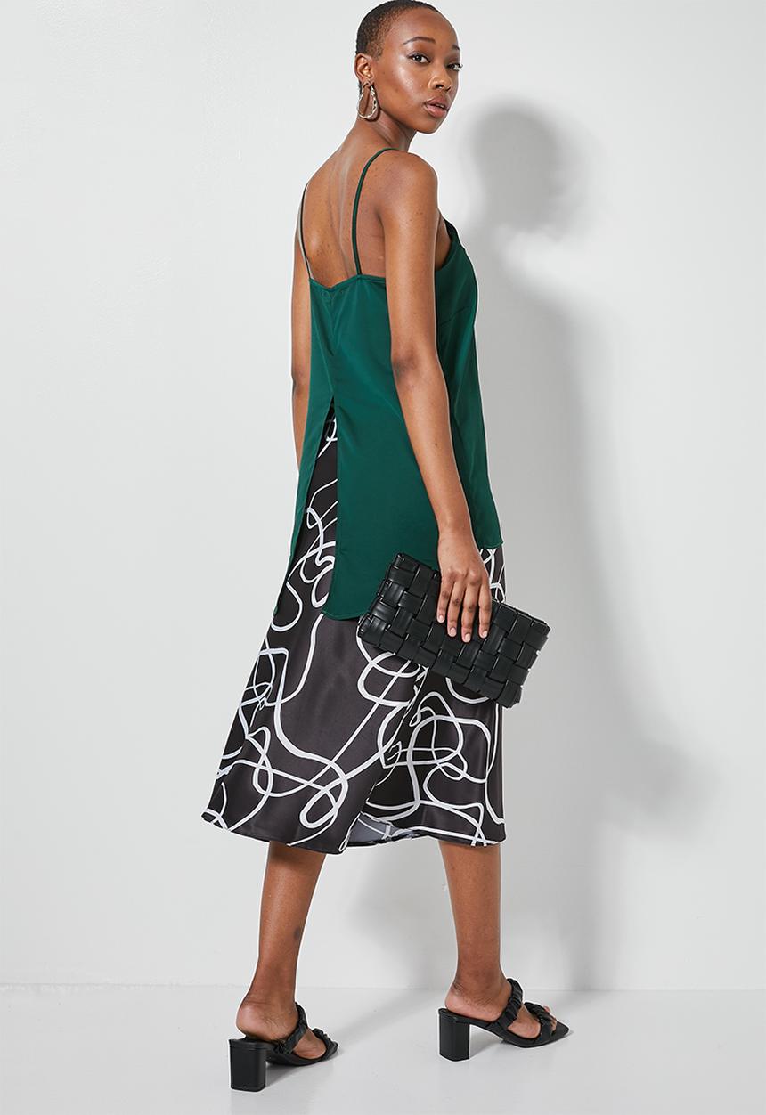 Superbalist - Square neck longline cami - forest green