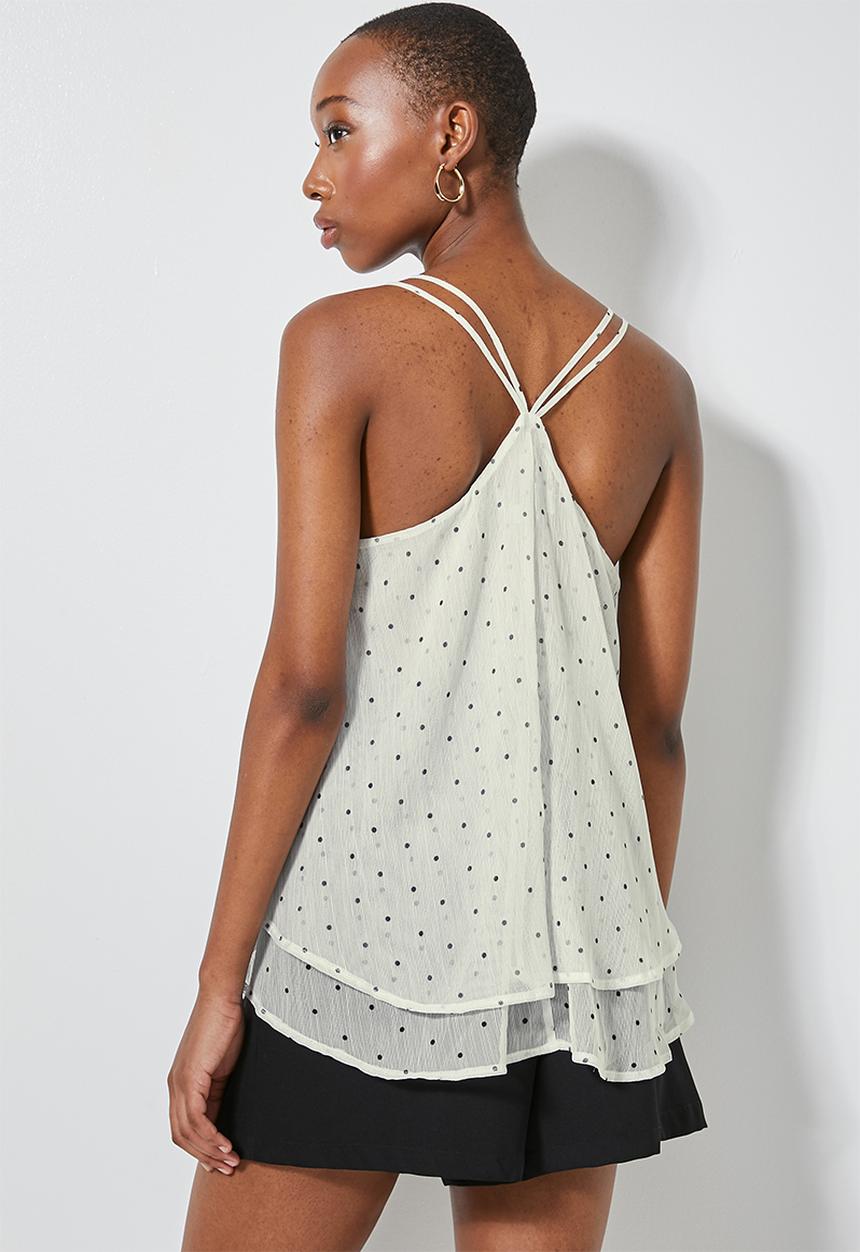 Superbalist - Double layer strappy cami - neutral & black 