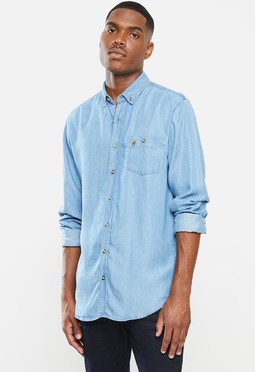 POLO - Jack tencel custom fit denim shirt - blue