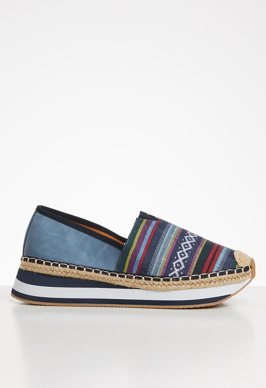 Seduction - Printed flatform slip-on - blue