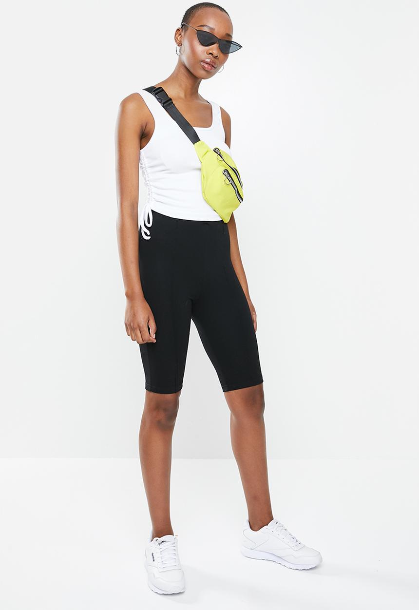 Blake - Ribbed ruched tank top with ties - white