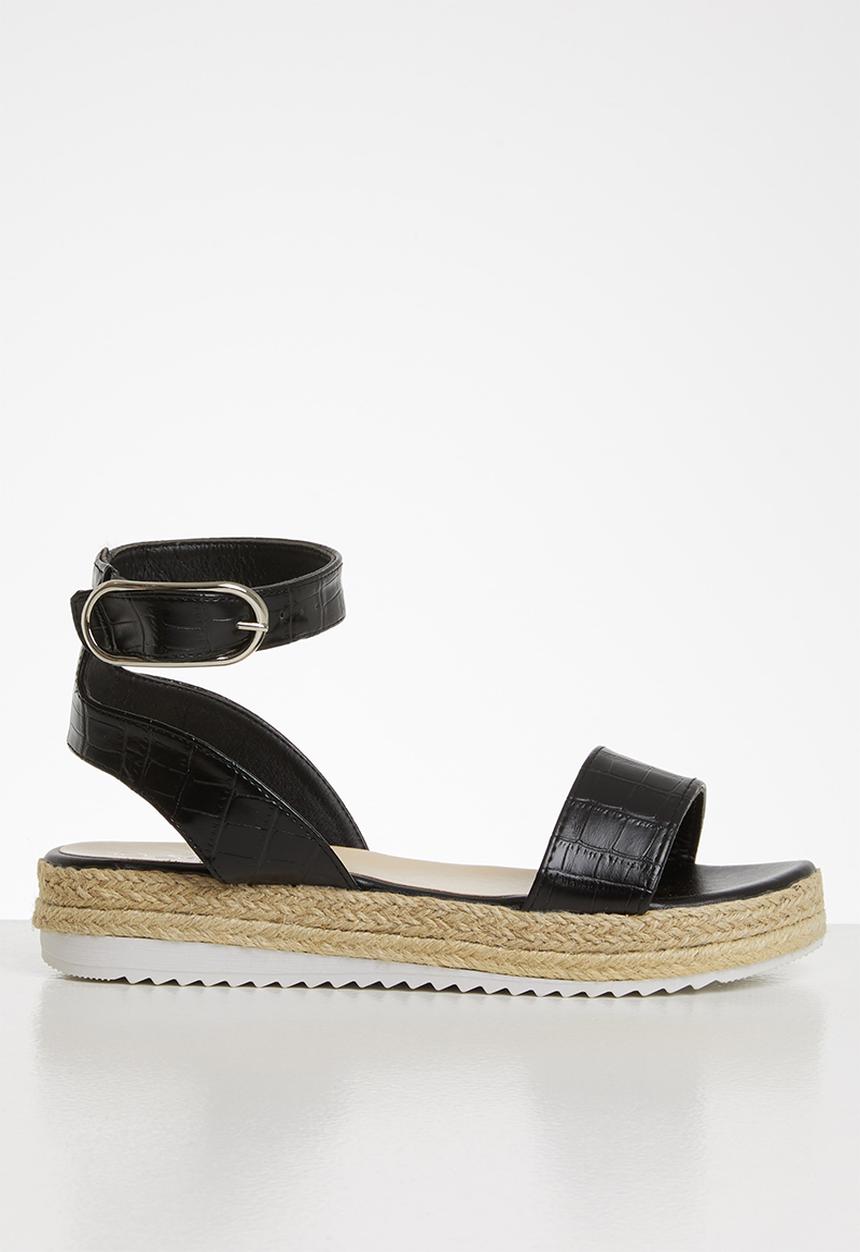 Seduction - Ankle strap flatform sandal - black 