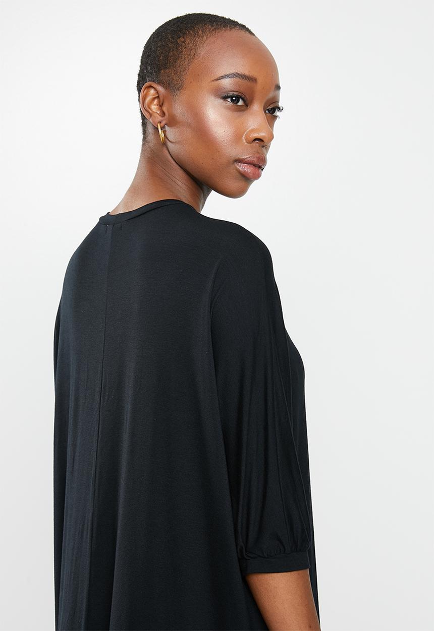 edit - Conscious knit batwing dress - black