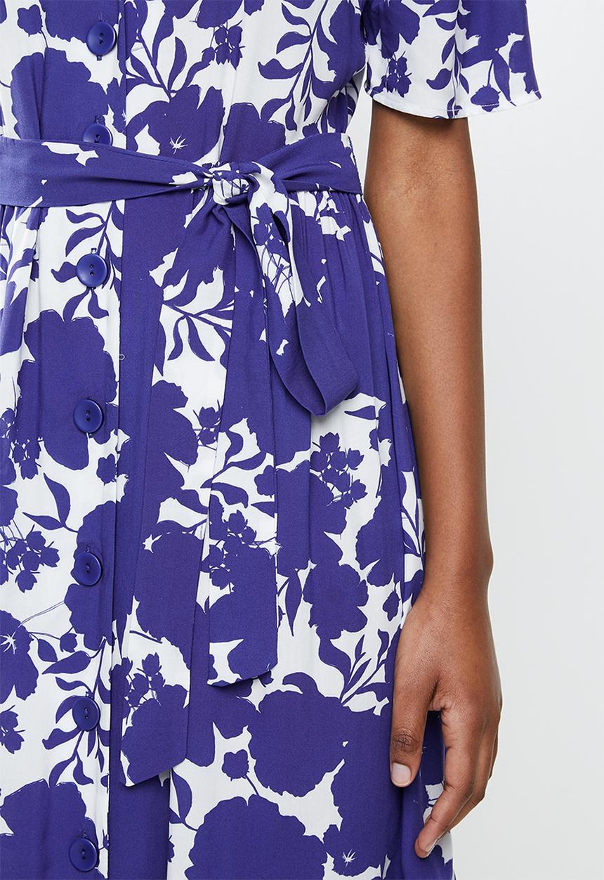 edit - V-neck tiered midaxi - blue & white 