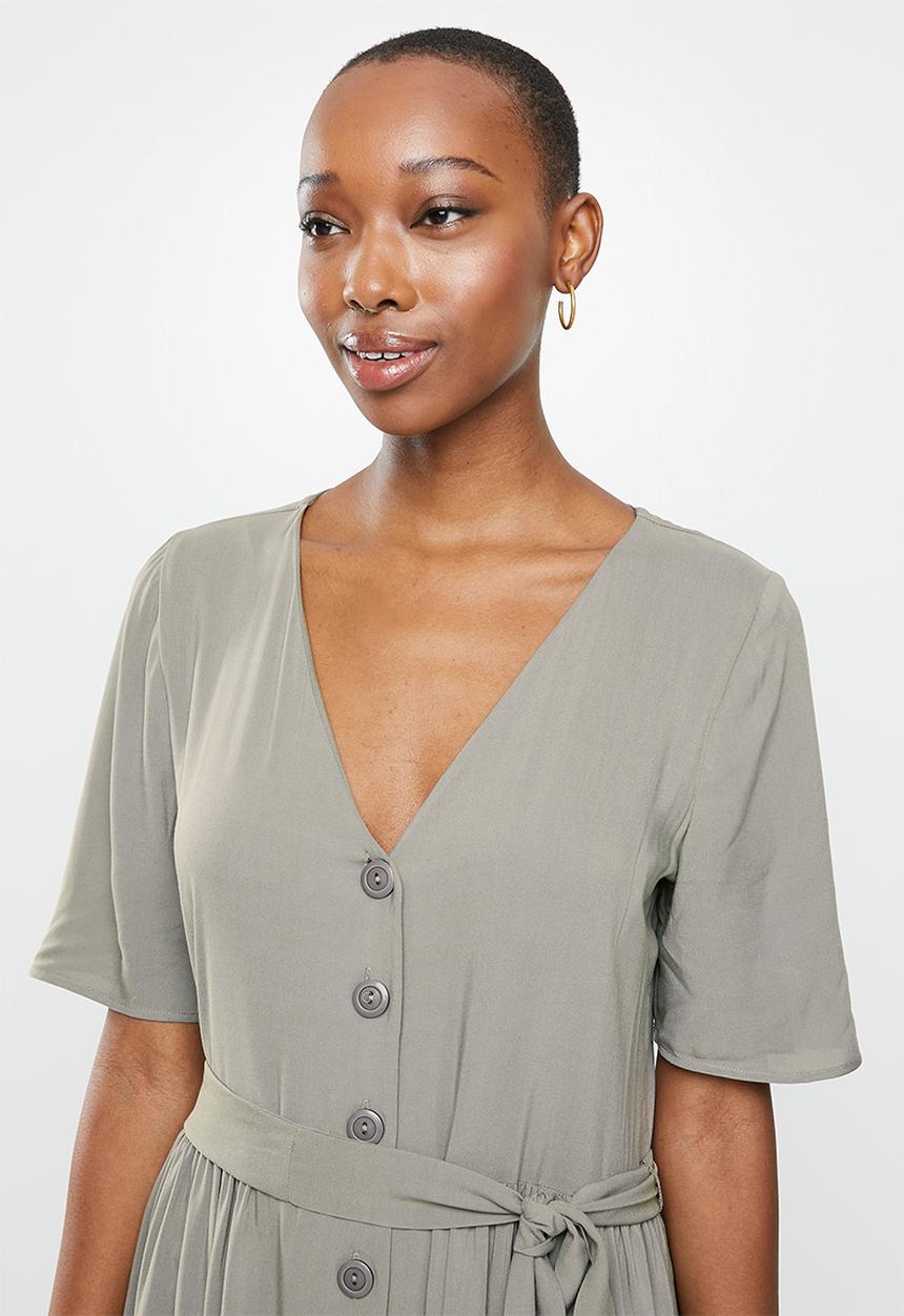 edit - V-neck tiered midaxi - olive