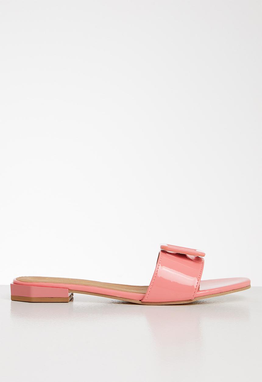 Seduction - Big buckle low heel slide - pink