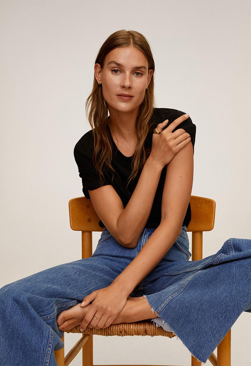 MANGO - T-shirt chalaca - black