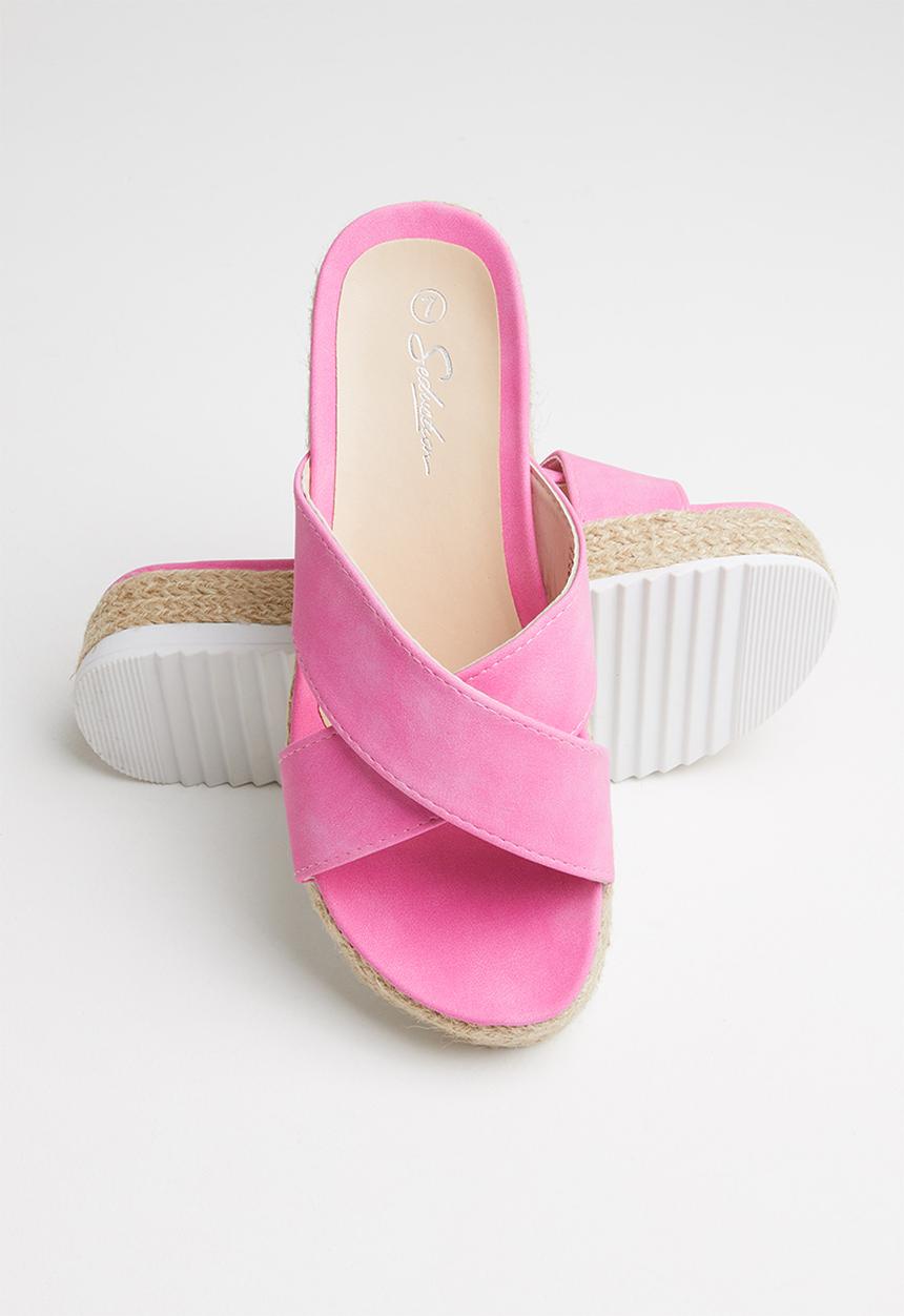 Seduction - Criss-cross flatform sandal - pink