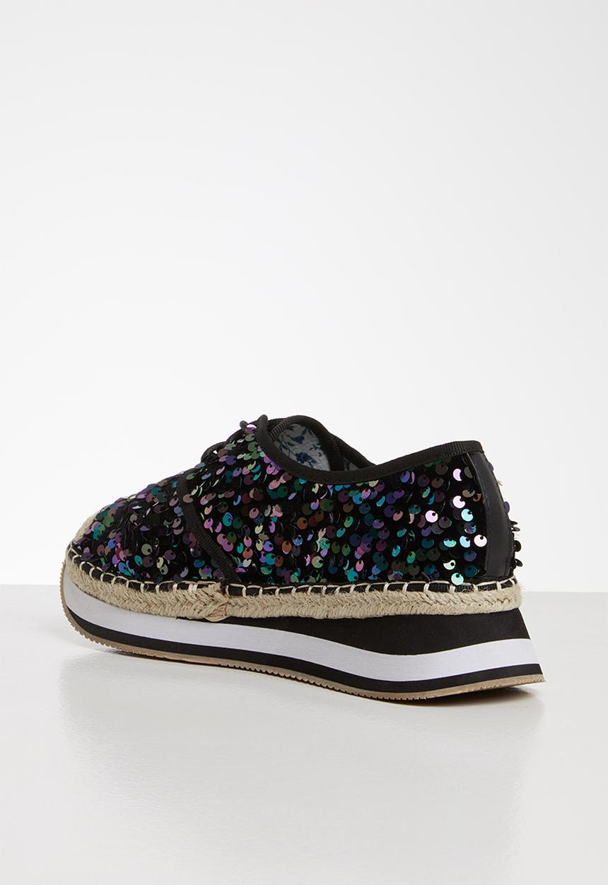 Seduction - Sequin flatform brogue - black