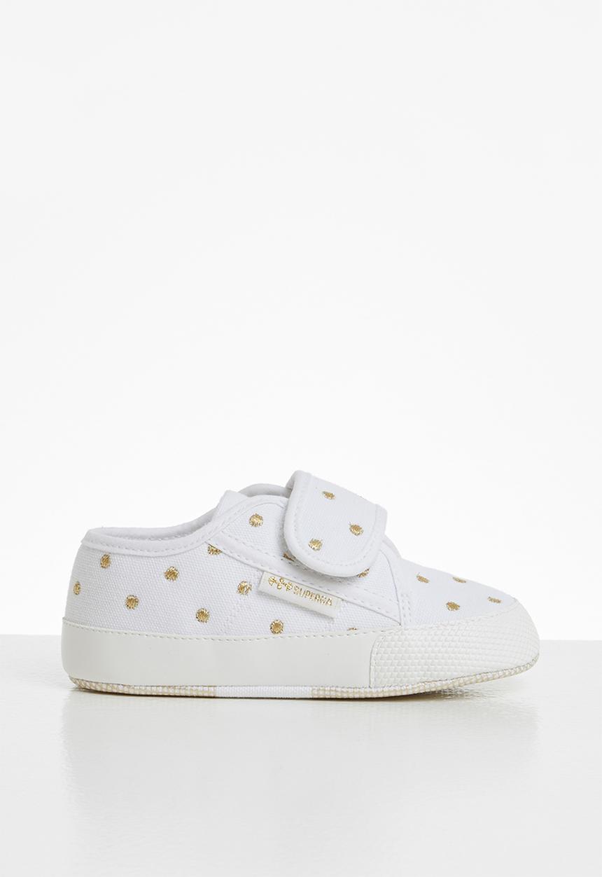 SUPERGA - Infants velcro - white & gold
