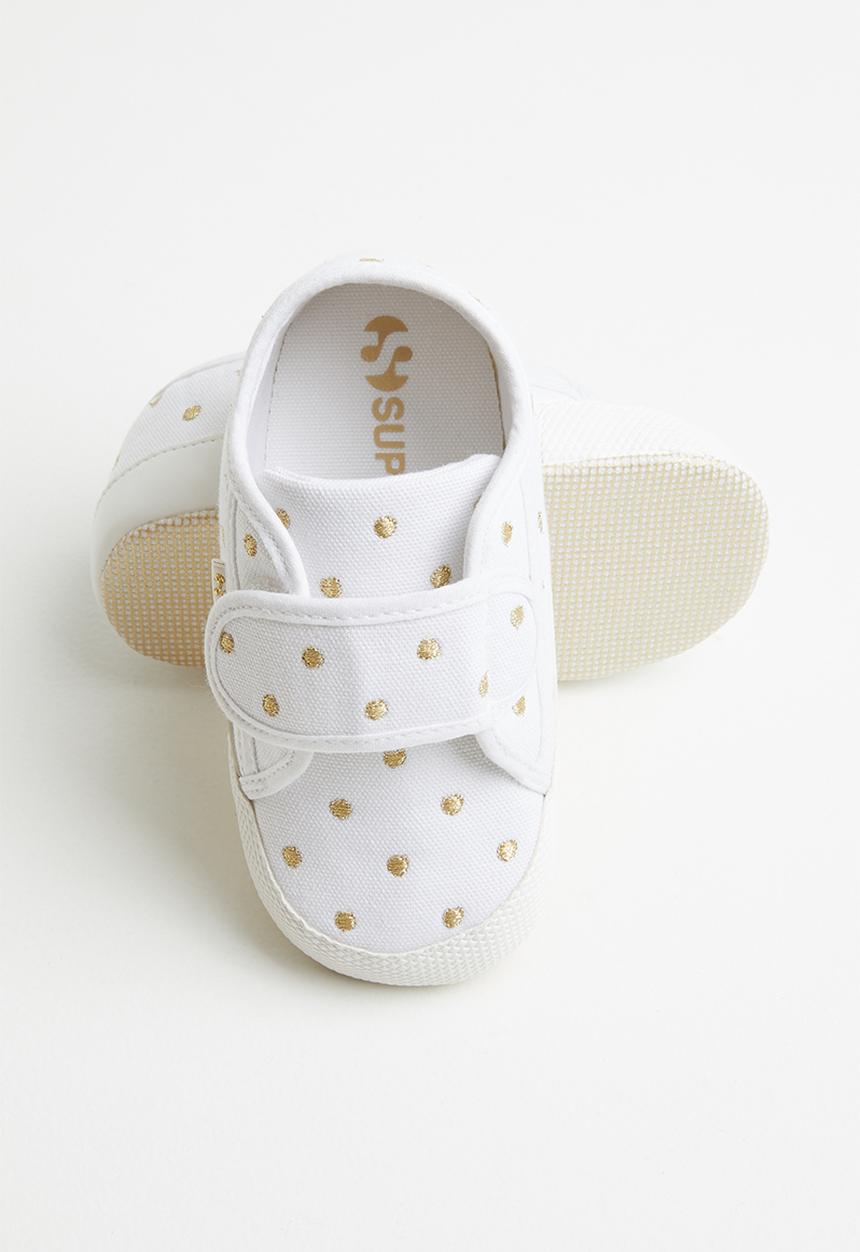 SUPERGA - Infants velcro - white & gold