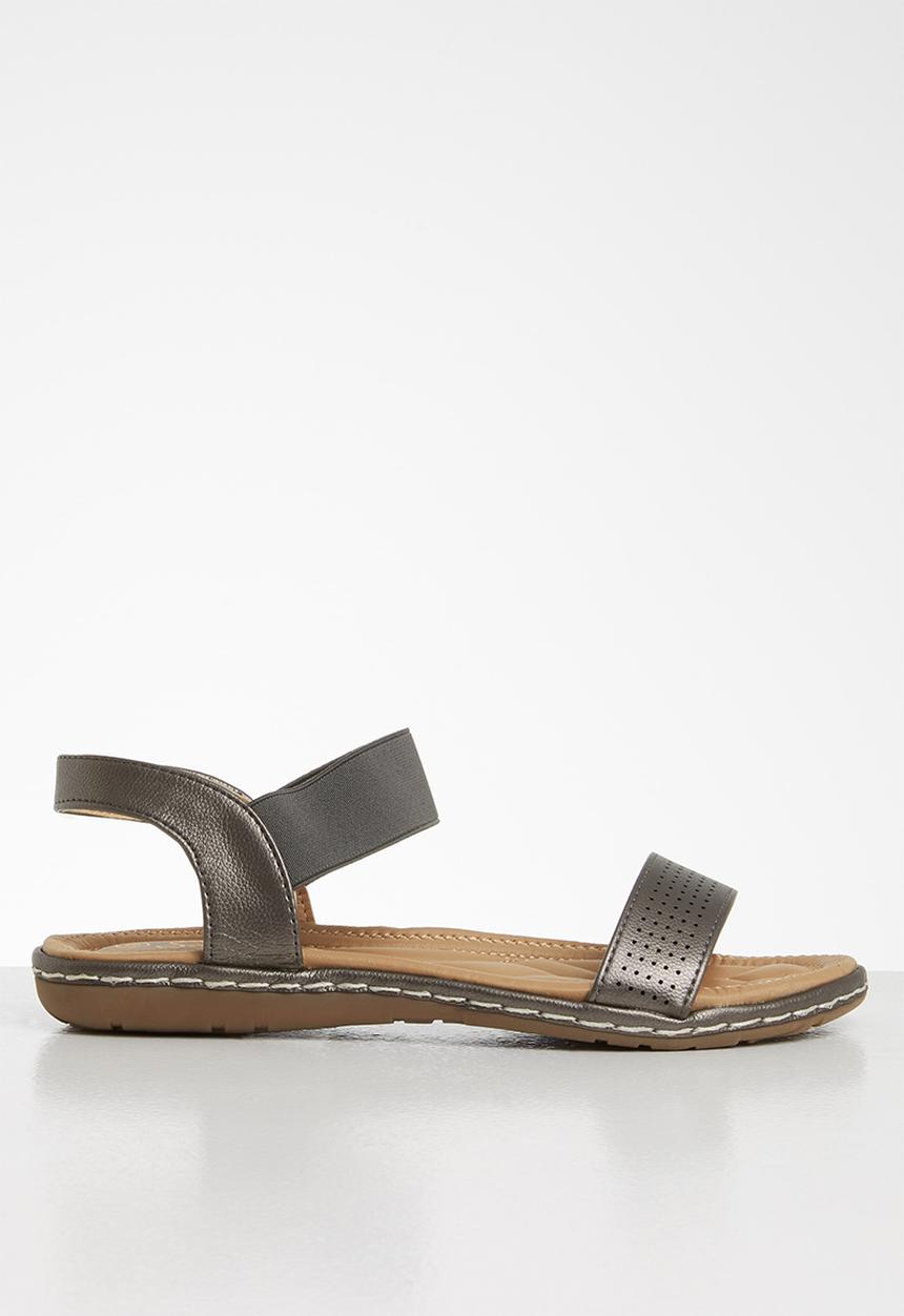Seduction - Faux leather slingback sandal - pewter