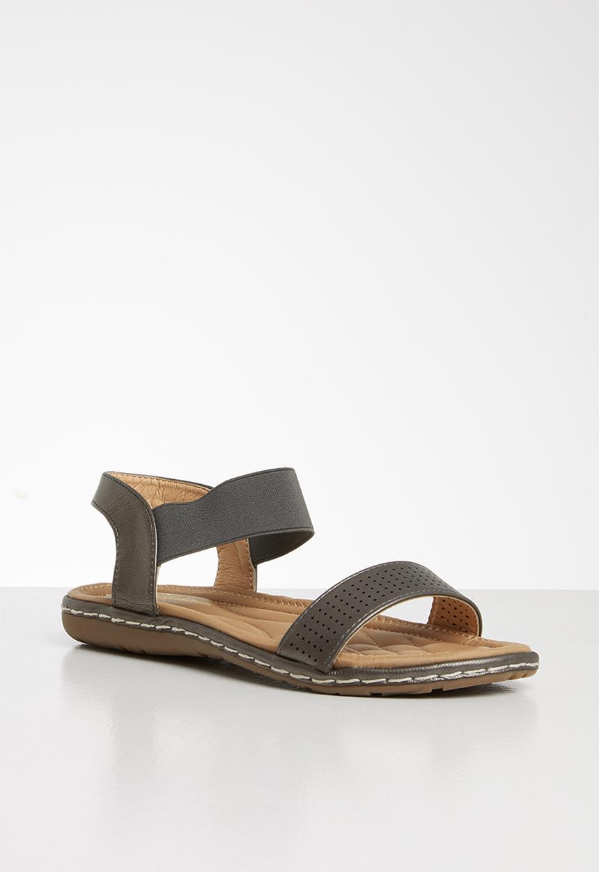 Seduction - Faux leather slingback sandal - pewter