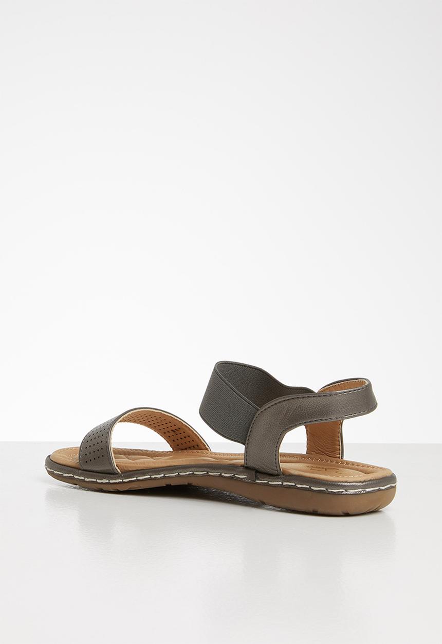 Seduction - Faux leather slingback sandal - pewter
