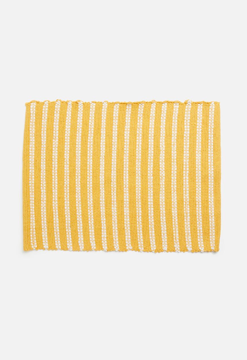 Sixth Floor - Stripy woven placemat set of 6 - mustard & white