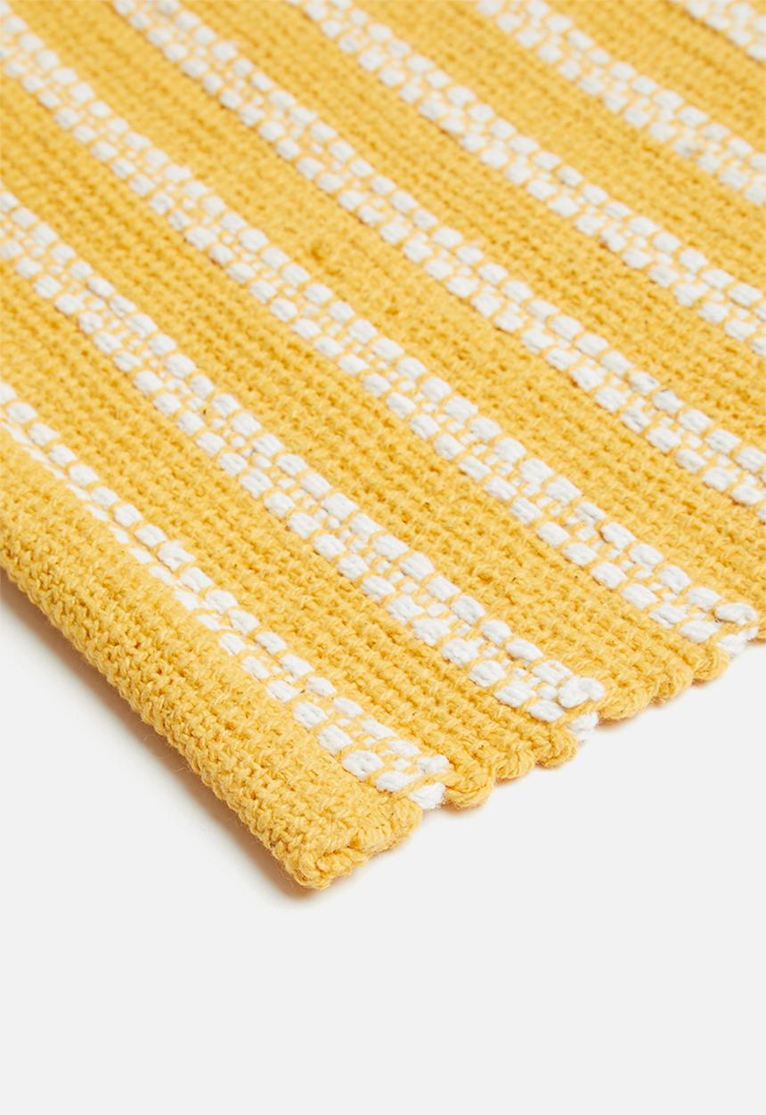 Sixth Floor - Stripy woven placemat set of 6 - mustard & white
