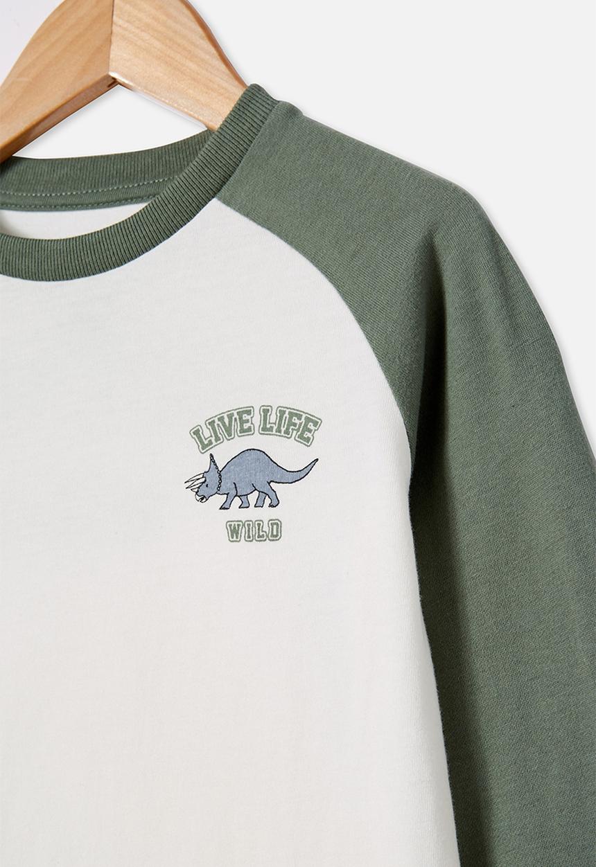 Cotton On - Tom long sleeve raglan tee - green