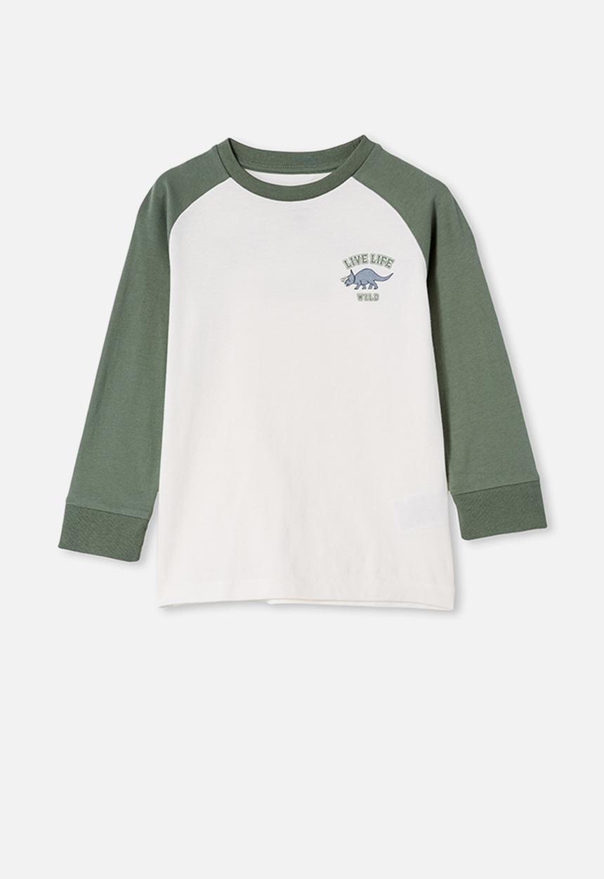 Cotton On - Tom long sleeve raglan tee - green
