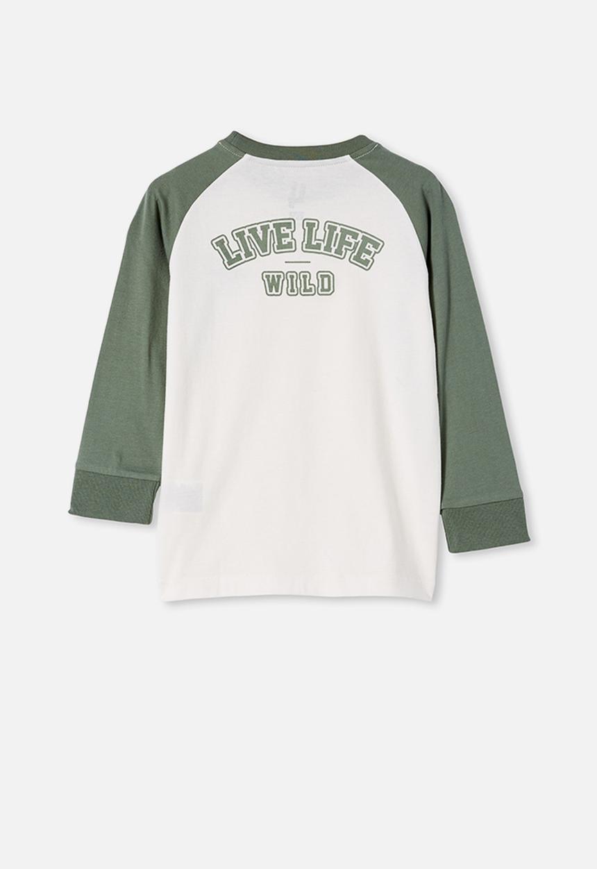 Cotton On - Tom long sleeve raglan tee - green