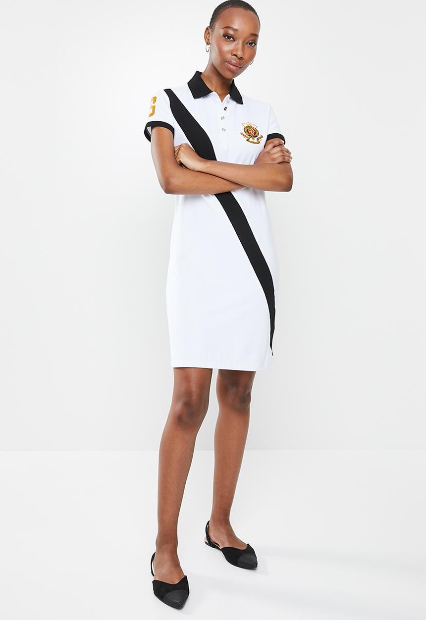 POLO - Bonang equestrian short sleeve golfer dress - white