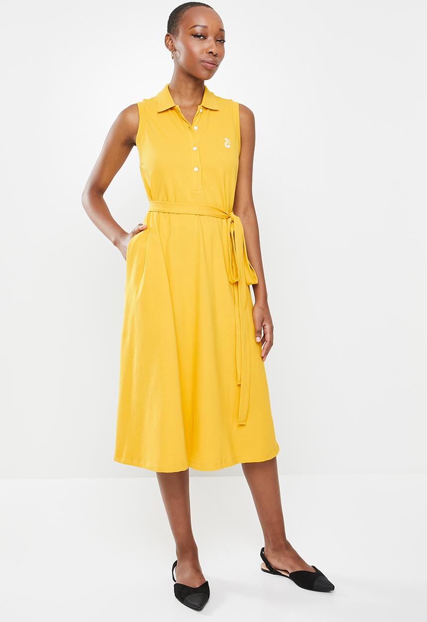 POLO - Bianca sleeveless longer length golfer dress - yellow