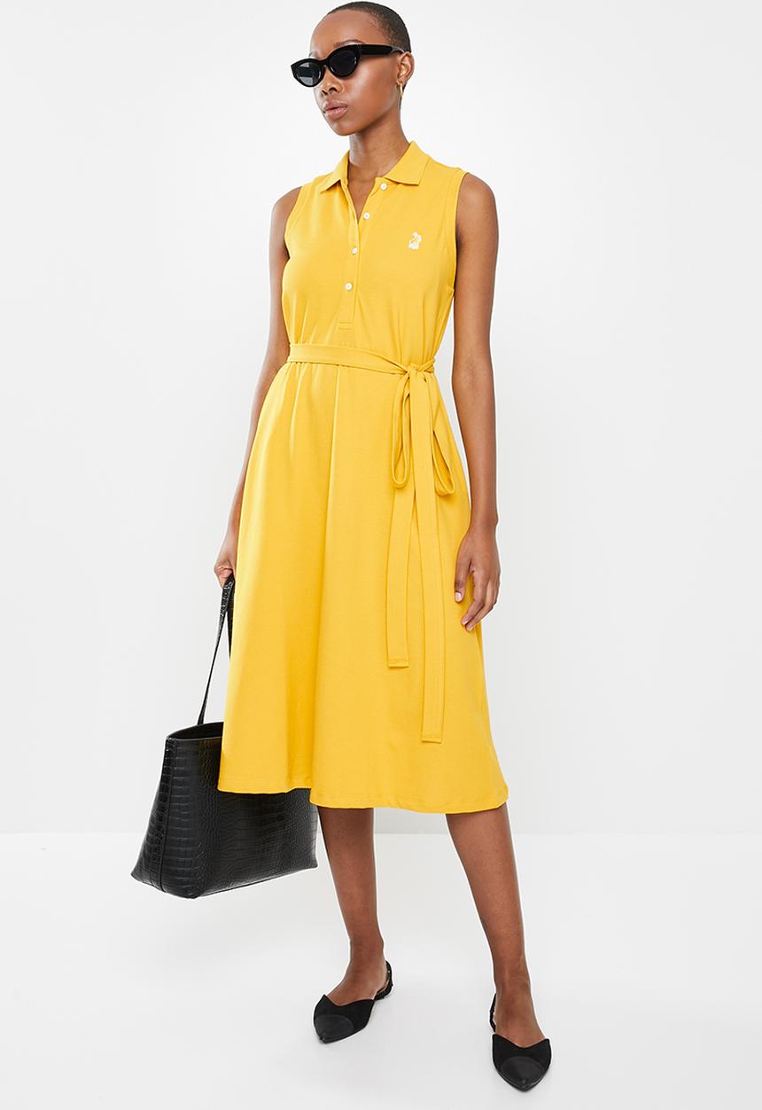 POLO - Bianca sleeveless longer length golfer dress - yellow