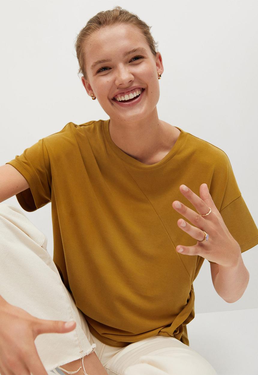 MANGO - T-shirt modal - medium yellow