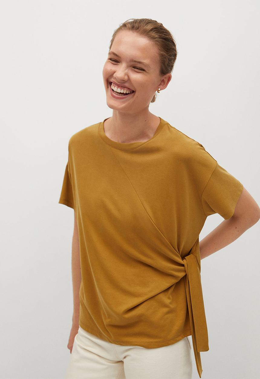 MANGO - T-shirt modal - medium yellow