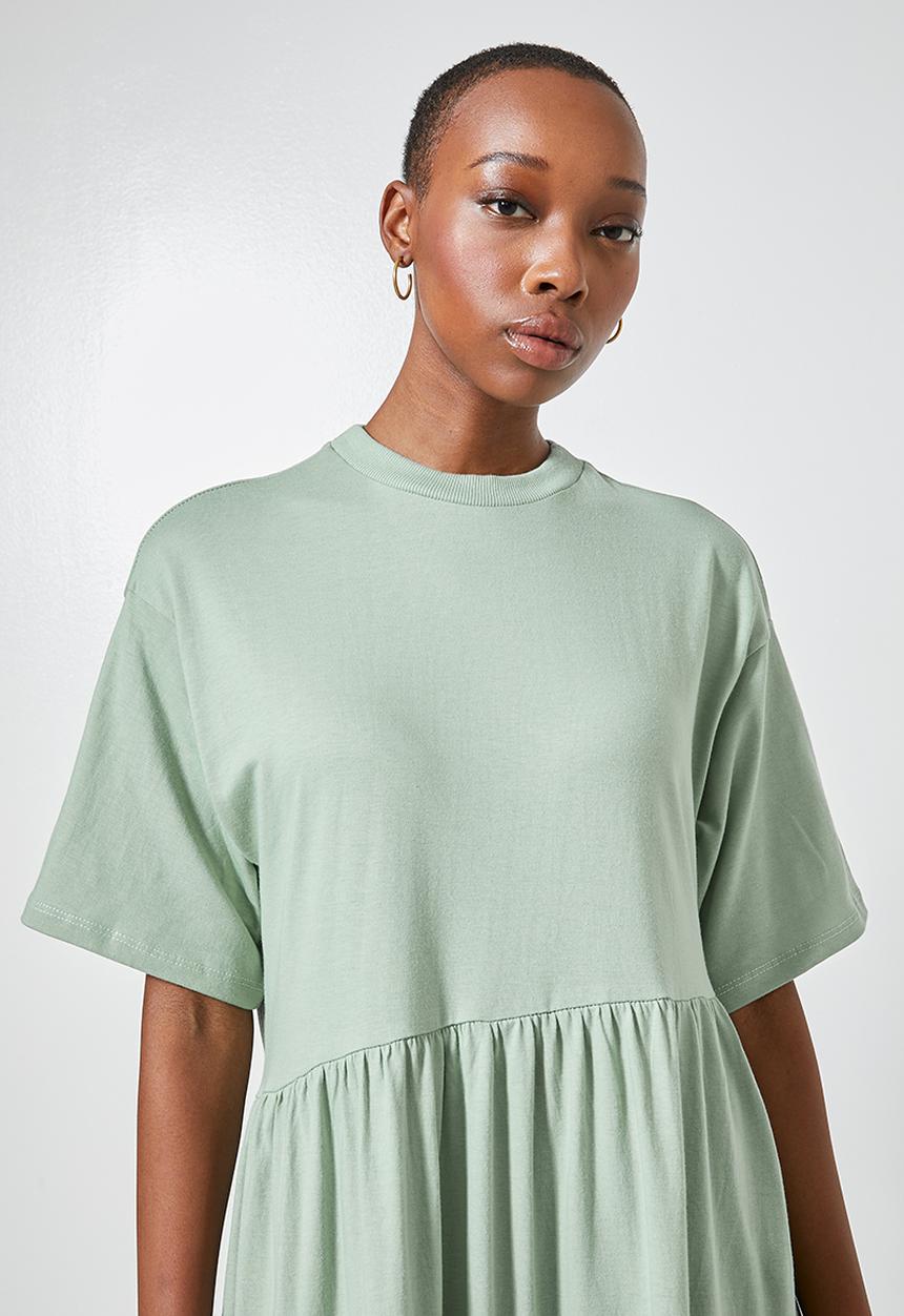 Superbalist - Asymmetrical cutline tiered knit dress - sage