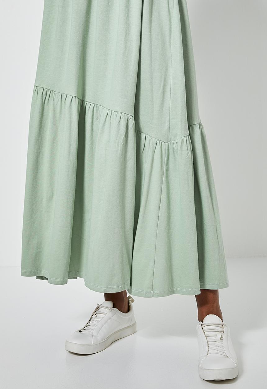 Superbalist - Asymmetrical cutline tiered knit dress - sage