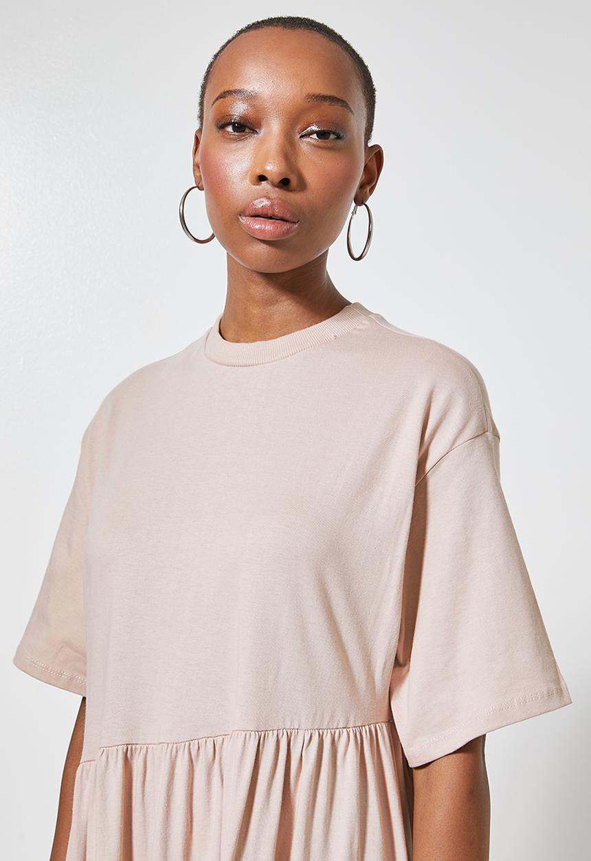 Superbalist - Aysm cutline tiered knit dress - stone