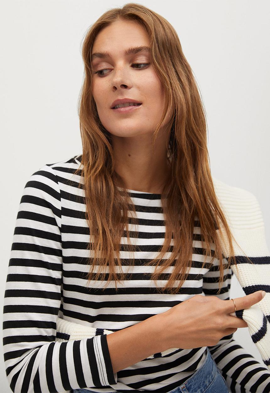 MANGO - T-shirt saco - black & white