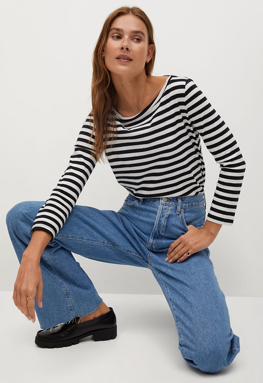 MANGO - T-shirt saco - black & white
