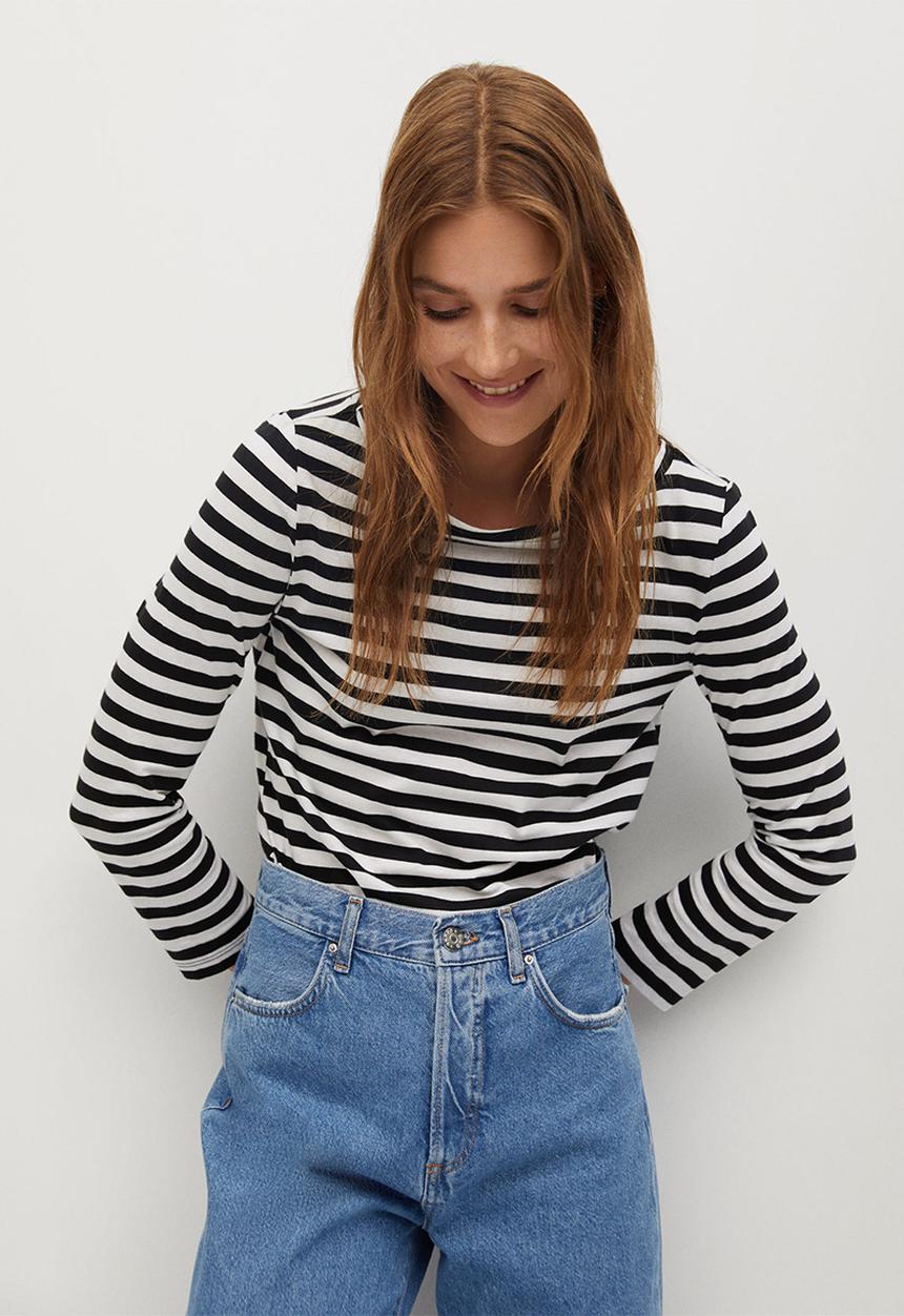 MANGO - T-shirt saco - black & white
