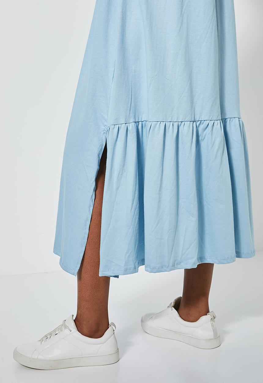 Superbalist - T-shirt dress with slit & tier detail at back - blue