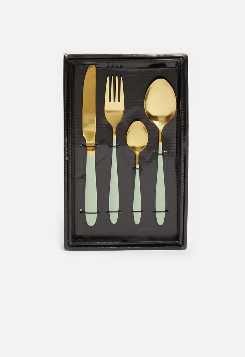 Excellent Houseware - Pastel pop cutlery set 16 - green
