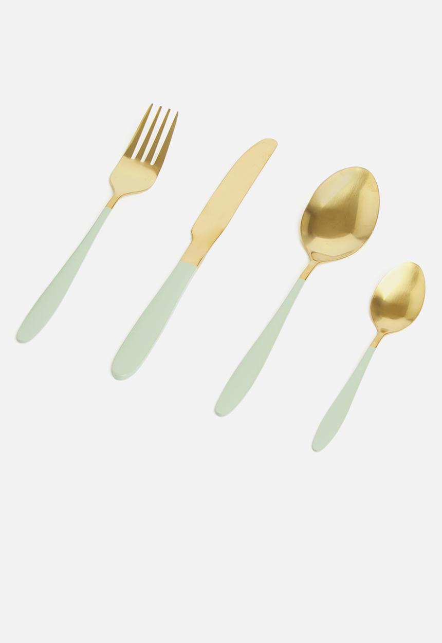 Excellent Houseware - Pastel pop cutlery set 16 - green