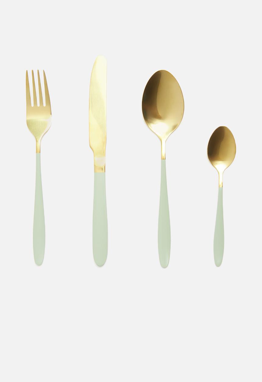 Excellent Houseware - Pastel pop cutlery set 16 - green
