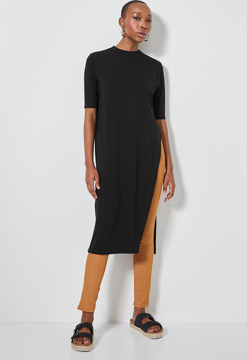 Superbalist - Turtle neck tunic with deep slit - black