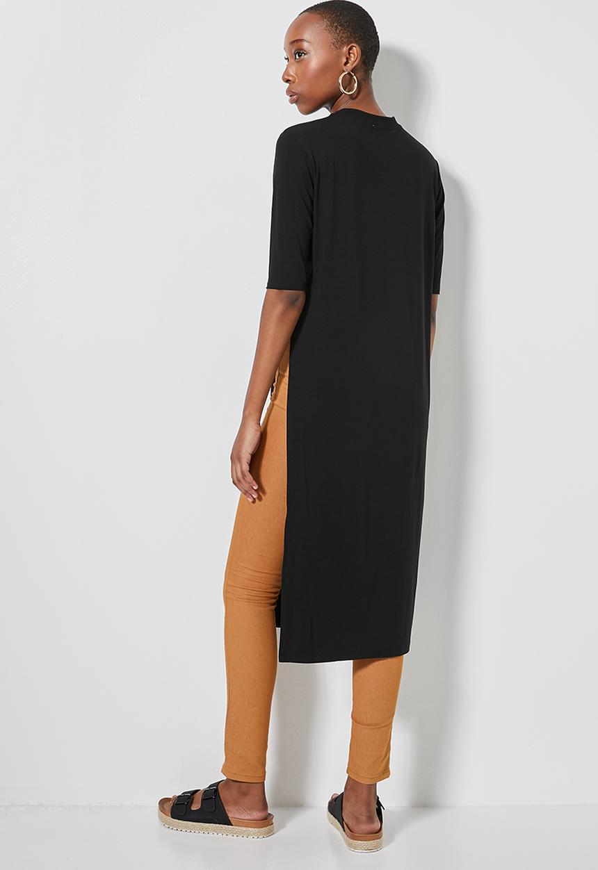 Superbalist - Turtle neck tunic with deep slit - black